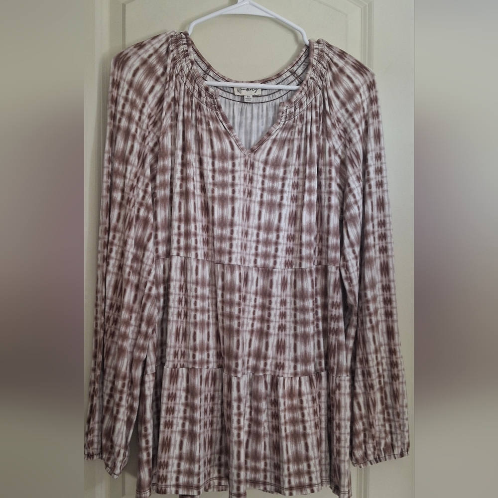 Wonderly Brown Plaid Women's Top Sz M Casual Office Boho Western Soft Western 21